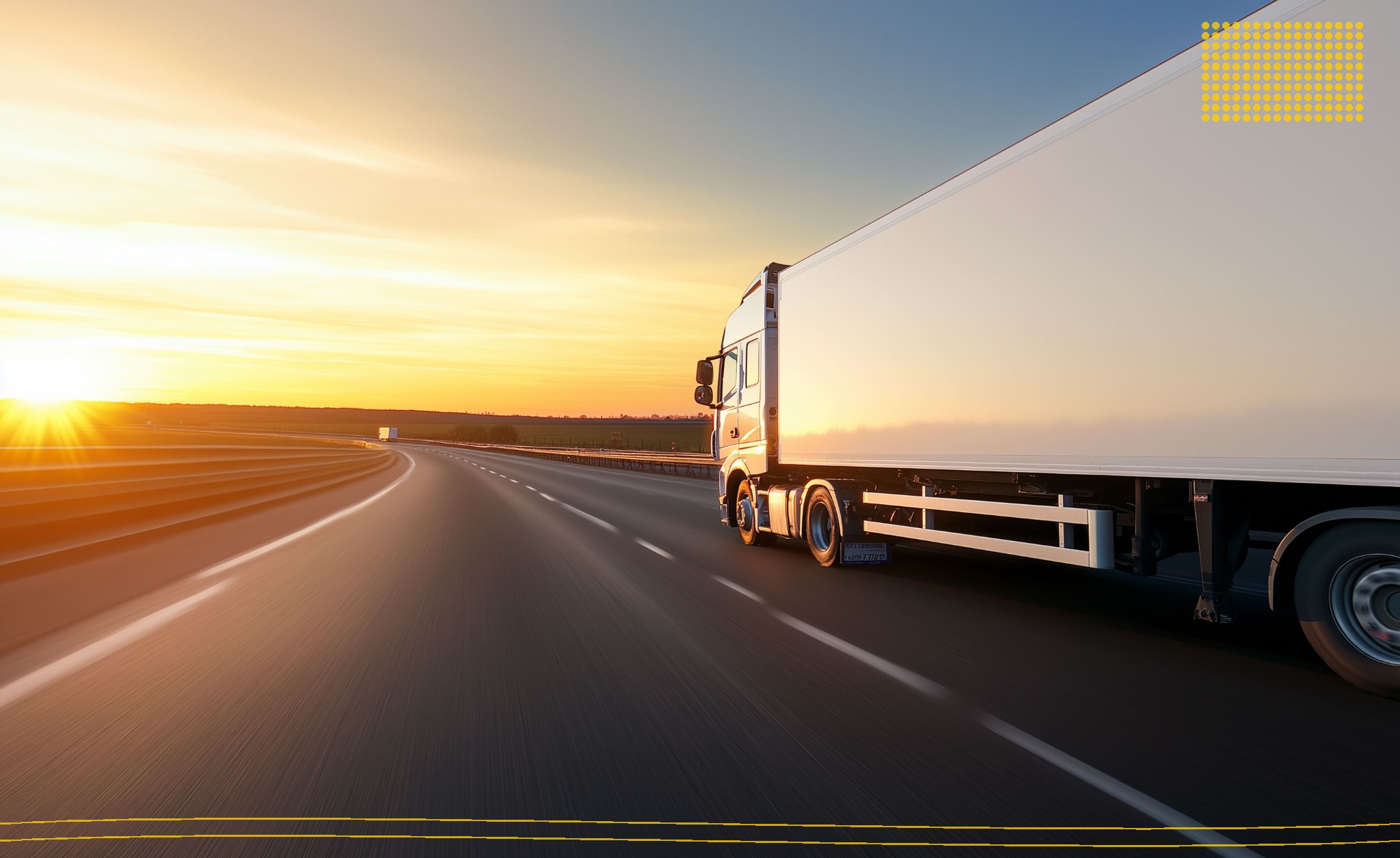 Truck on highway at sunset representing the transportation industry and negotiation process